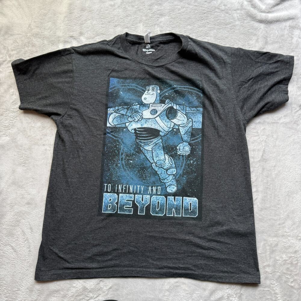 Buzz Lightyear Toy Story Shirt Mens Large Gray To Infinity and Beyond Pixar